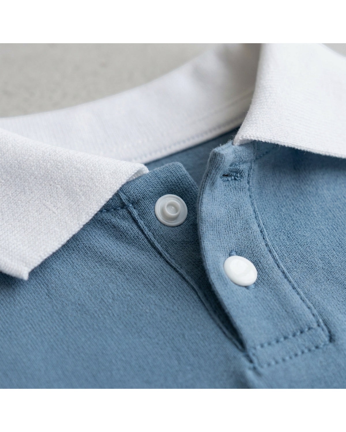 Bekzu Cotton Jersey Pet Polo Small Dusty Blue White - Detail view